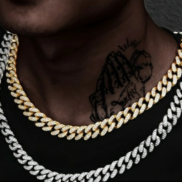 Hip Hop Geometric Cuban Diamond Chain - Picture 4 of 10